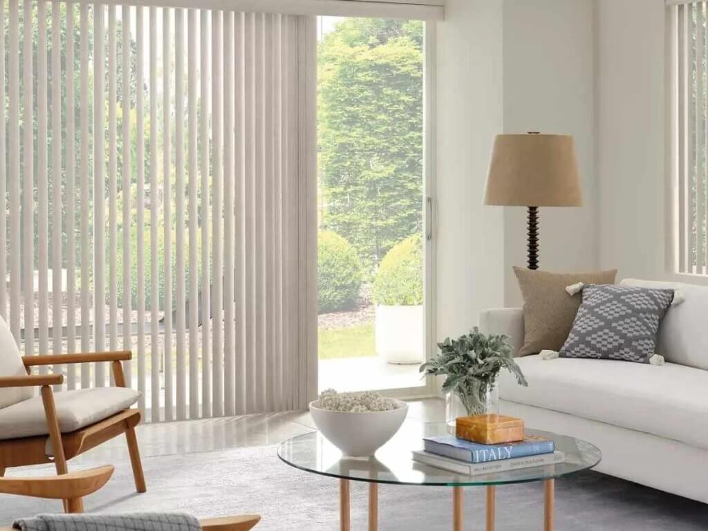 Hunter Douglas vertical Blinds in a living room