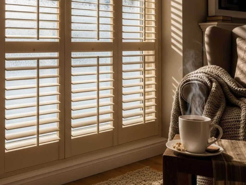interior shutters in a room