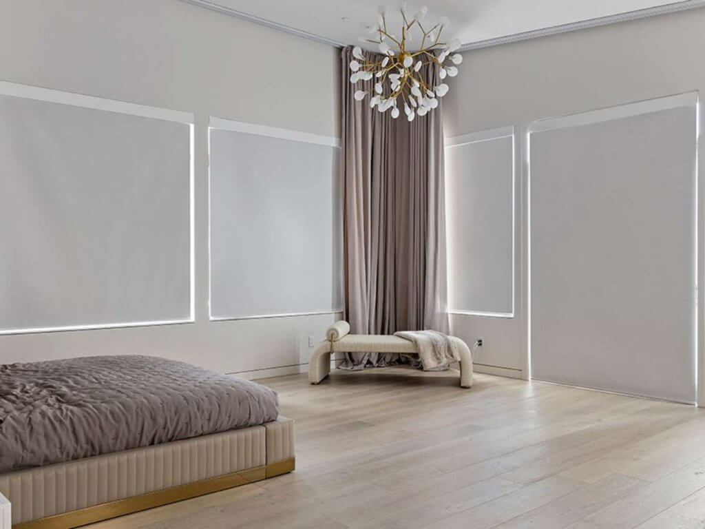 Shaded WC Roller Shades in Bedroom