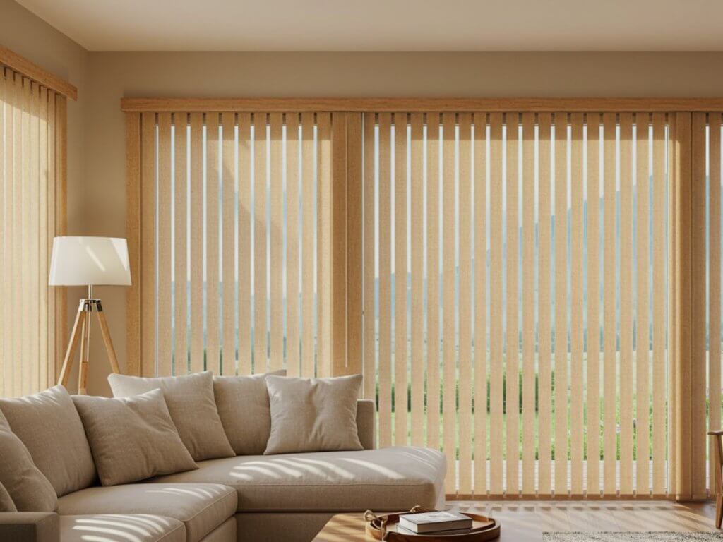 Sliding glass doors require a window covering that’s wide, practical, and easy to operate. Vertical blinds meet these requirements better than most alternatives.