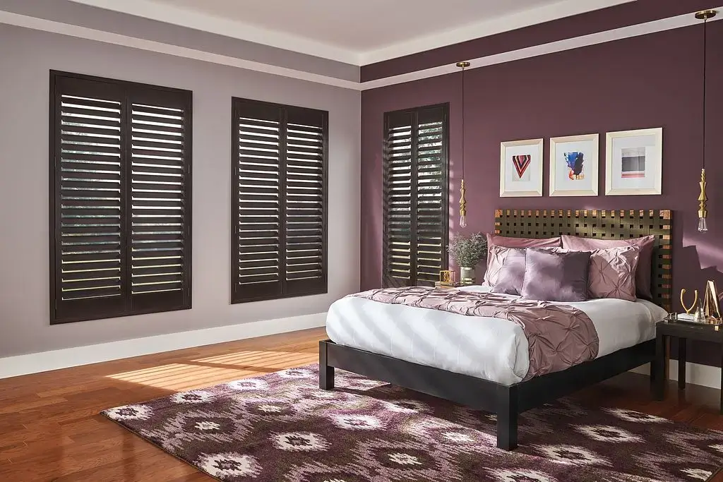 Graber Wood Shutters in Bedroom Windows